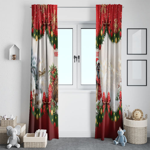 Personalised Emu Australia Christmas Window Curtain Merry Xmas Bows