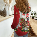 Personalised Emu Australia Christmas Women Casual Shirt Merry Xmas Bows