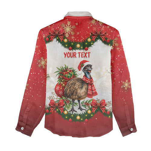Personalised Emu Australia Christmas Women Casual Shirt Merry Xmas Bows