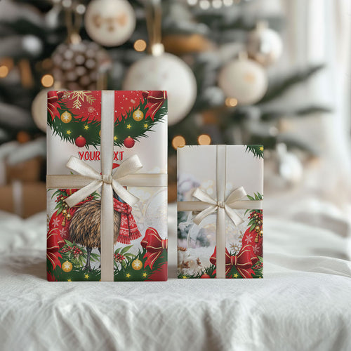 Personalised Emu Australia Christmas Wrapping Paper Merry Xmas Bows