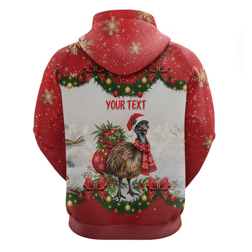 Personalised Emu Australia Christmas Zip Hoodie Merry Xmas Bows