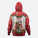 Personalised Emu Australia Christmas Zip Hoodie Merry Xmas Bows
