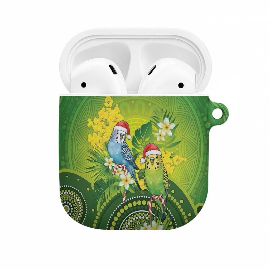 Budgerigar Australia Christmas AirPods Case Budgies Golden Wattle Aboriginal Green - Aussie Hoodie