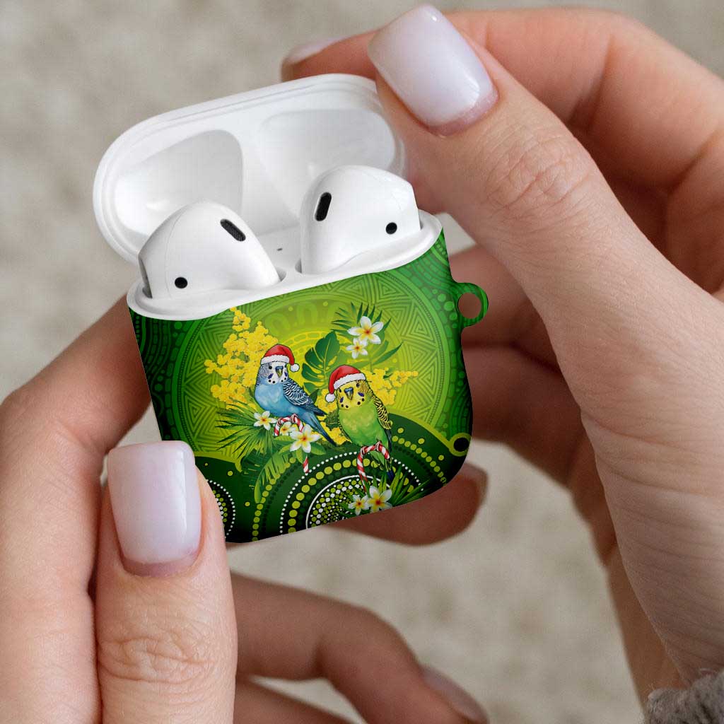 Budgerigar Australia Christmas AirPods Case Budgies Golden Wattle Aboriginal Green - Aussie Hoodie
