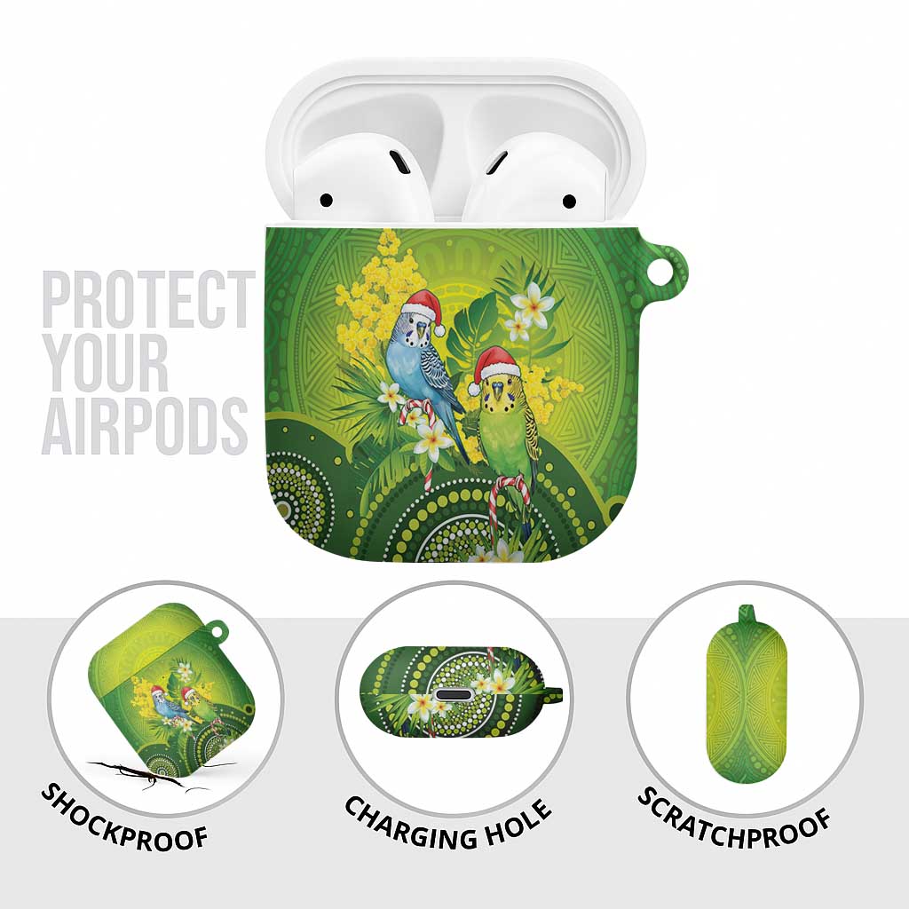 Budgerigar Australia Christmas AirPods Case Budgies Golden Wattle Aboriginal Green - Aussie Hoodie