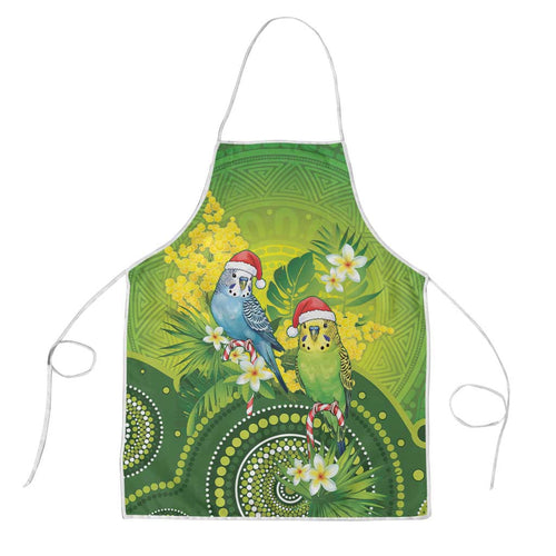 Budgerigar Australia Christmas Apron Budgies Golden Wattle Aboriginal Green - Aussie Hoodie