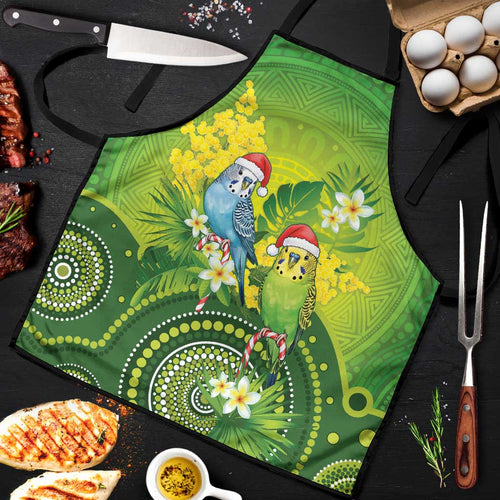Budgerigar Australia Christmas Apron Budgies Golden Wattle Aboriginal Green - Aussie Hoodie