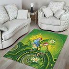 Budgerigar Australia Christmas Area Rug Budgies Golden Wattle Aboriginal Green - Aussie Hoodie