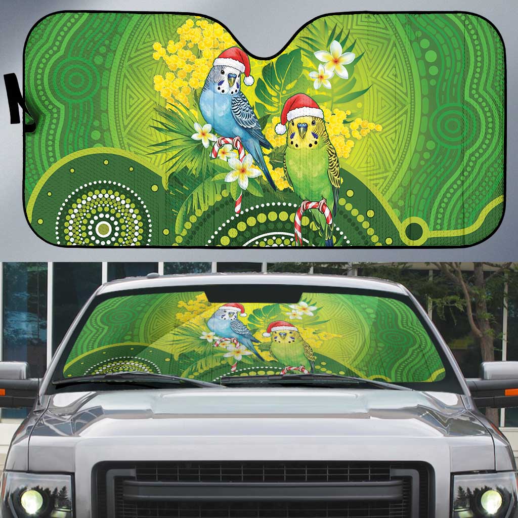 Budgerigar Australia Christmas Auto Sun Shade Budgies Golden Wattle Aboriginal Green - Aussie Hoodie