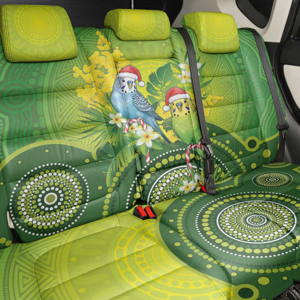 Budgerigar Australia Christmas Back Car Seat Cover Budgies Golden Wattle Aboriginal Green - Aussie Hoodie