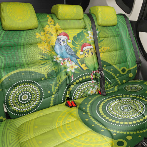 Budgerigar Australia Christmas Back Car Seat Cover Budgies Golden Wattle Aboriginal Green - Aussie Hoodie
