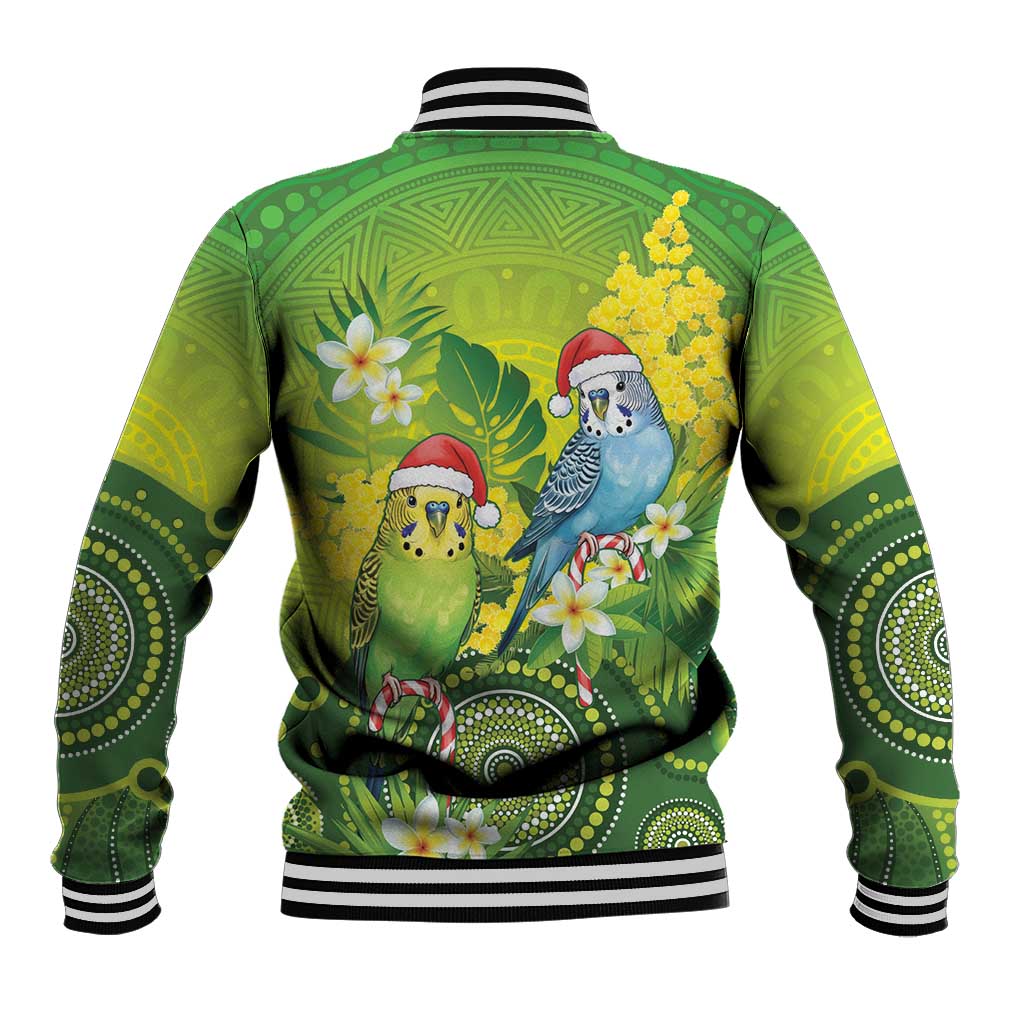Budgerigar Australia Christmas Baseball Jacket Budgies Golden Wattle Aboriginal Green - Aussie Hoodie