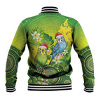 Budgerigar Australia Christmas Baseball Jacket Budgies Golden Wattle Aboriginal Green - Aussie Hoodie