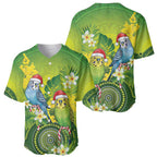 Budgerigar Australia Christmas Baseball Jersey Budgies Golden Wattle Aboriginal Green - Aussie Hoodie