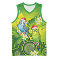 Budgerigar Australia Christmas Basketball Jersey Budgies Golden Wattle Aboriginal Green - Aussie Hoodie