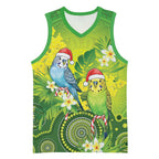 Budgerigar Australia Christmas Basketball Jersey Budgies Golden Wattle Aboriginal Green - Aussie Hoodie
