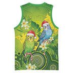 Budgerigar Australia Christmas Basketball Jersey Budgies Golden Wattle Aboriginal Green - Aussie Hoodie