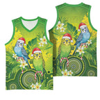 Budgerigar Australia Christmas Basketball Jersey Budgies Golden Wattle Aboriginal Green - Aussie Hoodie