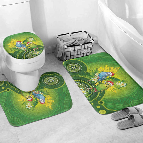 Budgerigar Australia Christmas Bathroom Set Budgies Golden Wattle Aboriginal Green - Aussie Hoodie