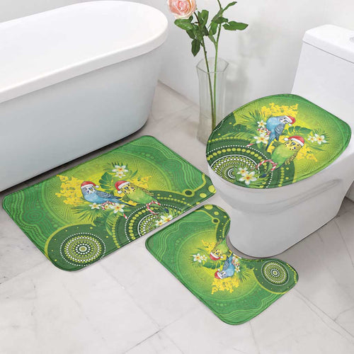Budgerigar Australia Christmas Bathroom Set Budgies Golden Wattle Aboriginal Green - Aussie Hoodie