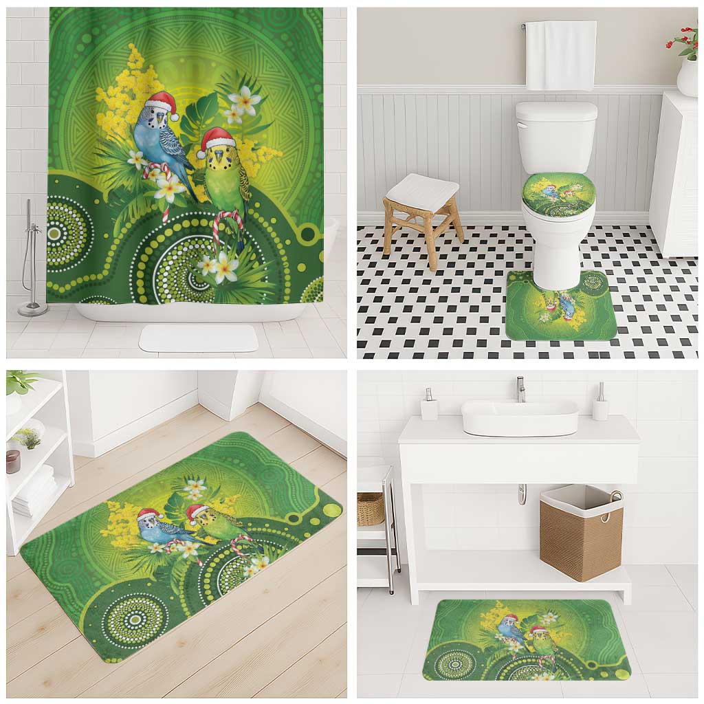 Budgerigar Australia Christmas Bathroom Set Budgies Golden Wattle Aboriginal Green - Aussie Hoodie