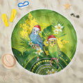 Budgerigar Australia Christmas Beach Blanket Budgies Golden Wattle Aboriginal Green - Aussie Hoodie