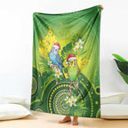 Budgerigar Australia Christmas Blanket Budgies Golden Wattle Aboriginal Green - Aussie Hoodie