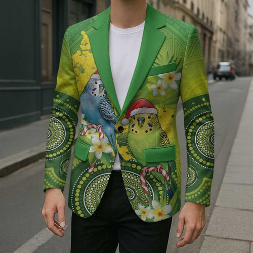 Budgerigar Australia Christmas Blazer Budgies Golden Wattle Aboriginal Green - Aussie Hoodie