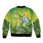 Budgerigar Australia Christmas Bomber Jacket Budgies Golden Wattle Aboriginal Green - Aussie Hoodie
