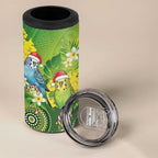 Budgerigar Australia Christmas 4 in 1 Can Cooler Tumbler Budgies Golden Wattle Aboriginal Green - Aussie Hoodie