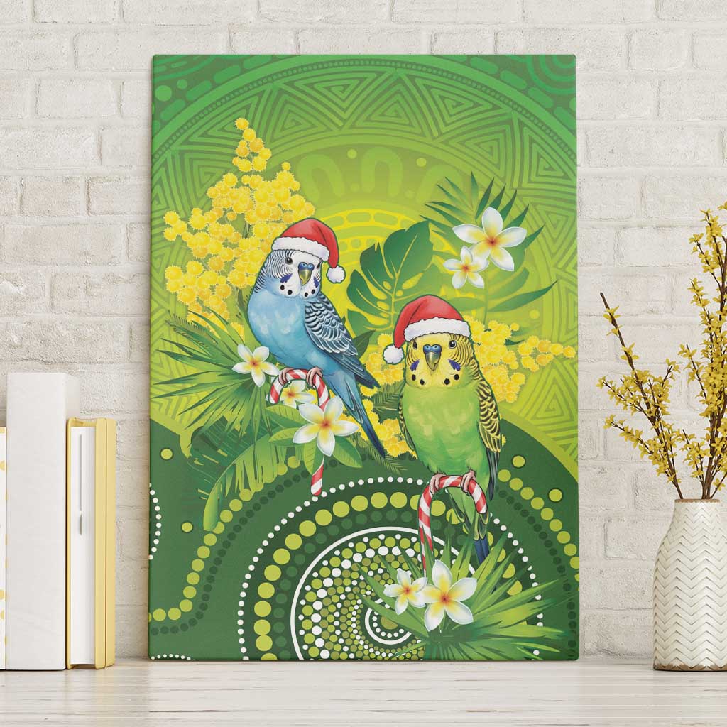 Budgerigar Australia Christmas Canvas Wall Art Budgies Golden Wattle Aboriginal Green - Aussie Hoodie