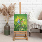 Budgerigar Australia Christmas Canvas Wall Art Budgies Golden Wattle Aboriginal Green - Aussie Hoodie