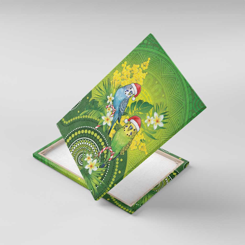 Budgerigar Australia Christmas Canvas Wall Art Budgies Golden Wattle Aboriginal Green - Aussie Hoodie