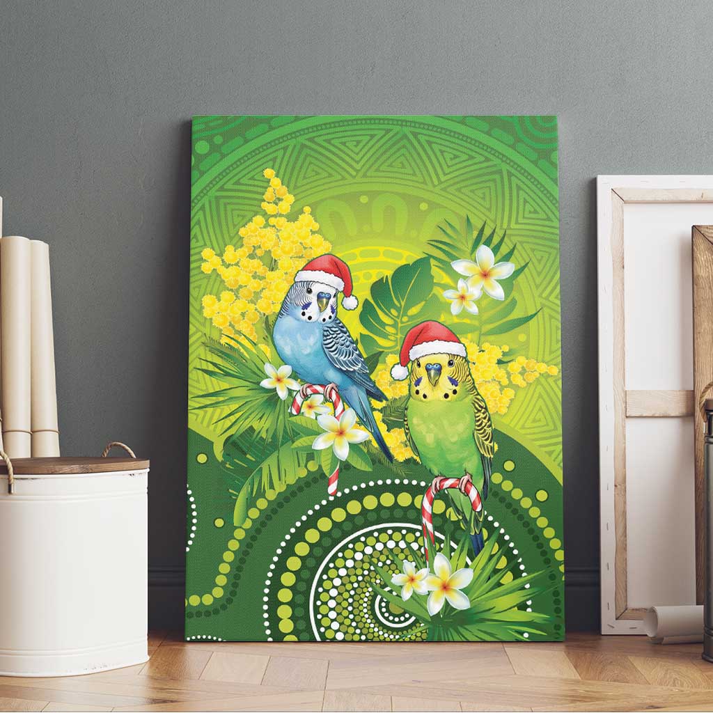 Budgerigar Australia Christmas Canvas Wall Art Budgies Golden Wattle Aboriginal Green - Aussie Hoodie