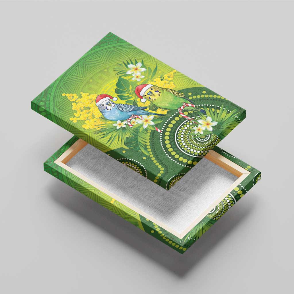 Budgerigar Australia Christmas Canvas Wall Art Budgies Golden Wattle Aboriginal Green - Aussie Hoodie