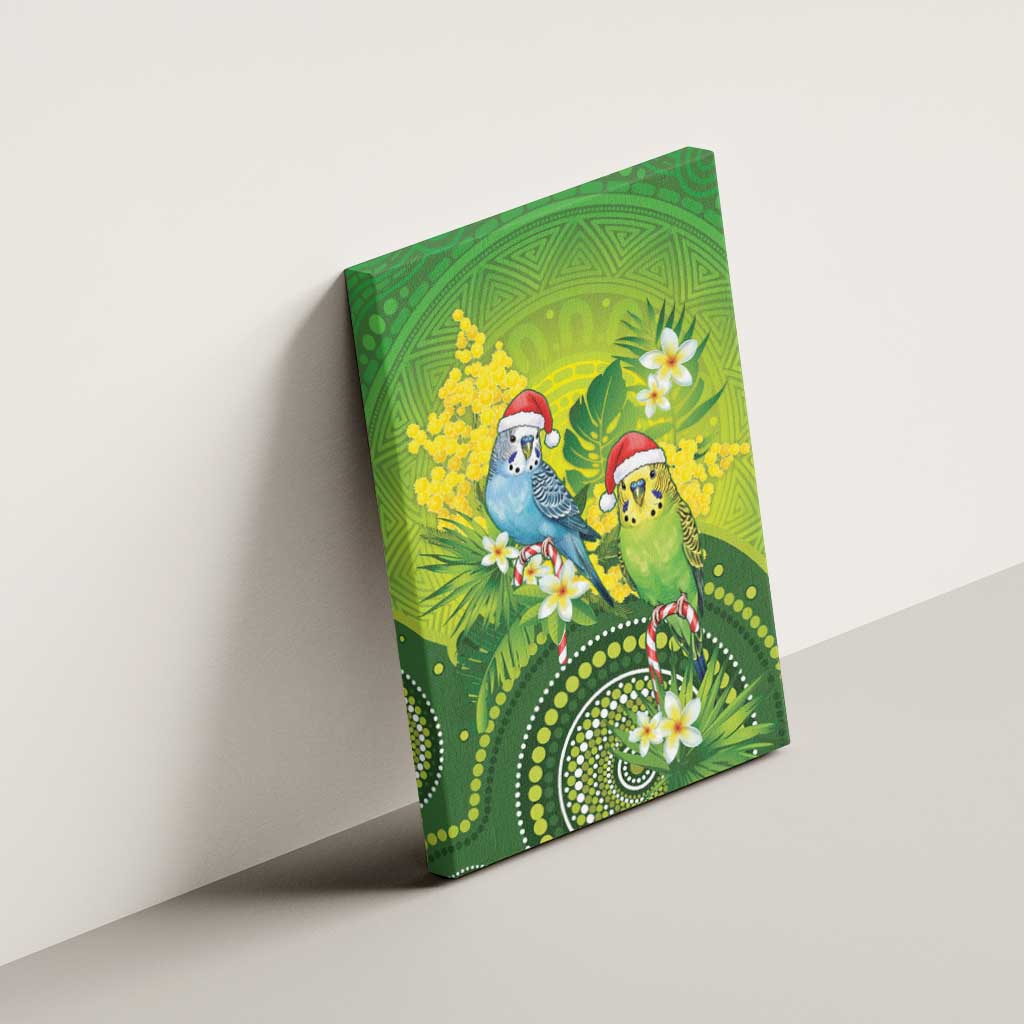 Budgerigar Australia Christmas Canvas Wall Art Budgies Golden Wattle Aboriginal Green - Aussie Hoodie
