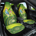 Budgerigar Australia Christmas Car Seat Cover Budgies Golden Wattle Aboriginal Green - Aussie Hoodie
