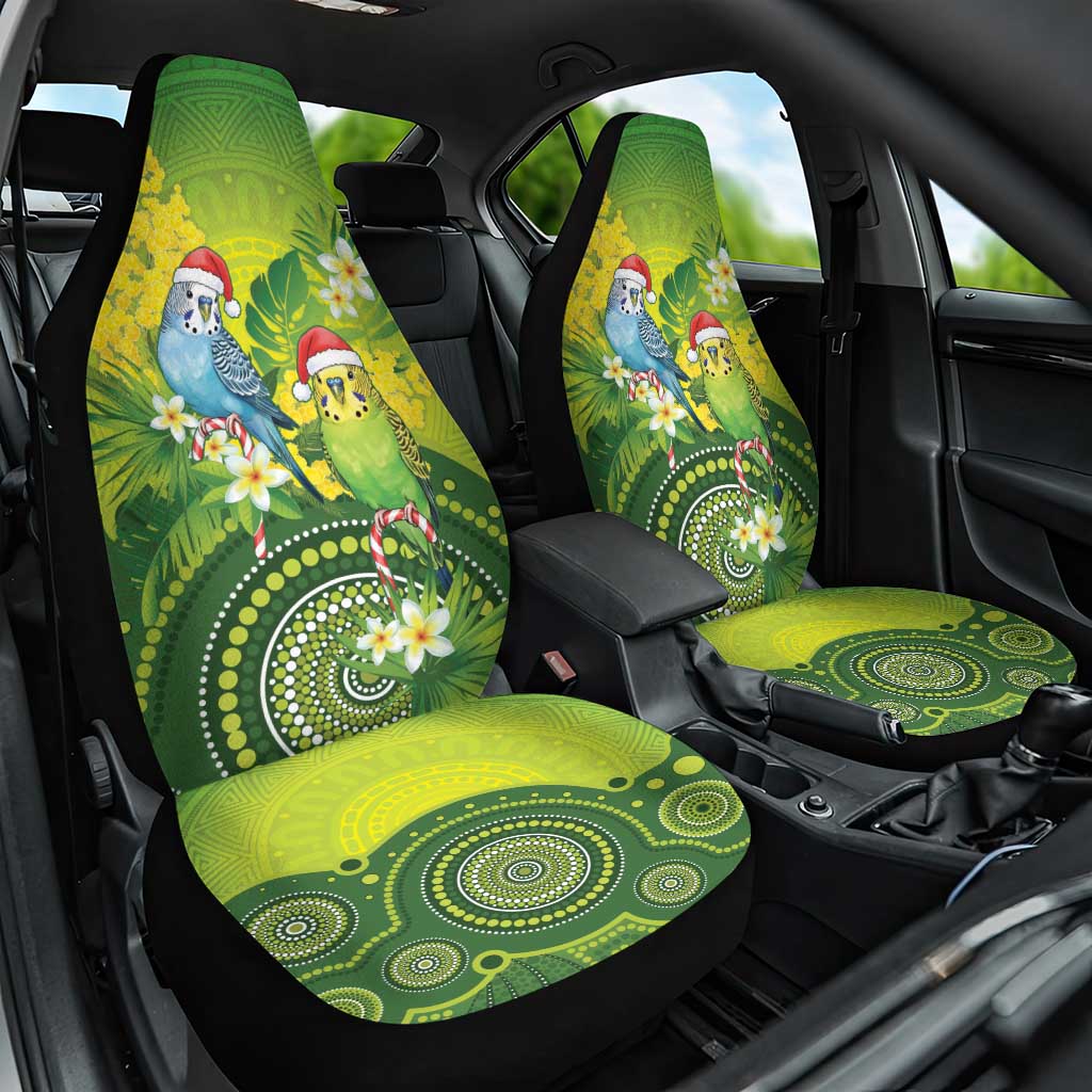 Budgerigar Australia Christmas Car Seat Cover Budgies Golden Wattle Aboriginal Green - Aussie Hoodie