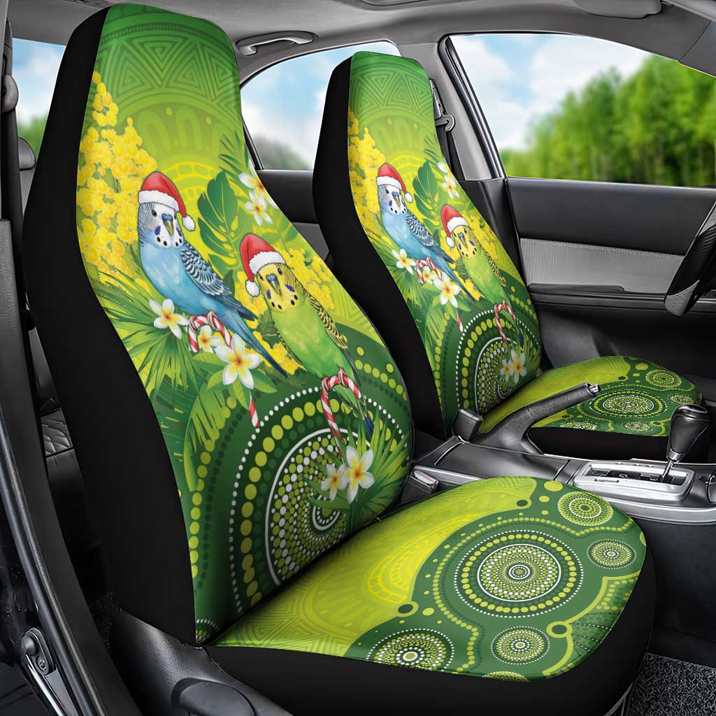 Budgerigar Australia Christmas Car Seat Cover Budgies Golden Wattle Aboriginal Green - Aussie Hoodie