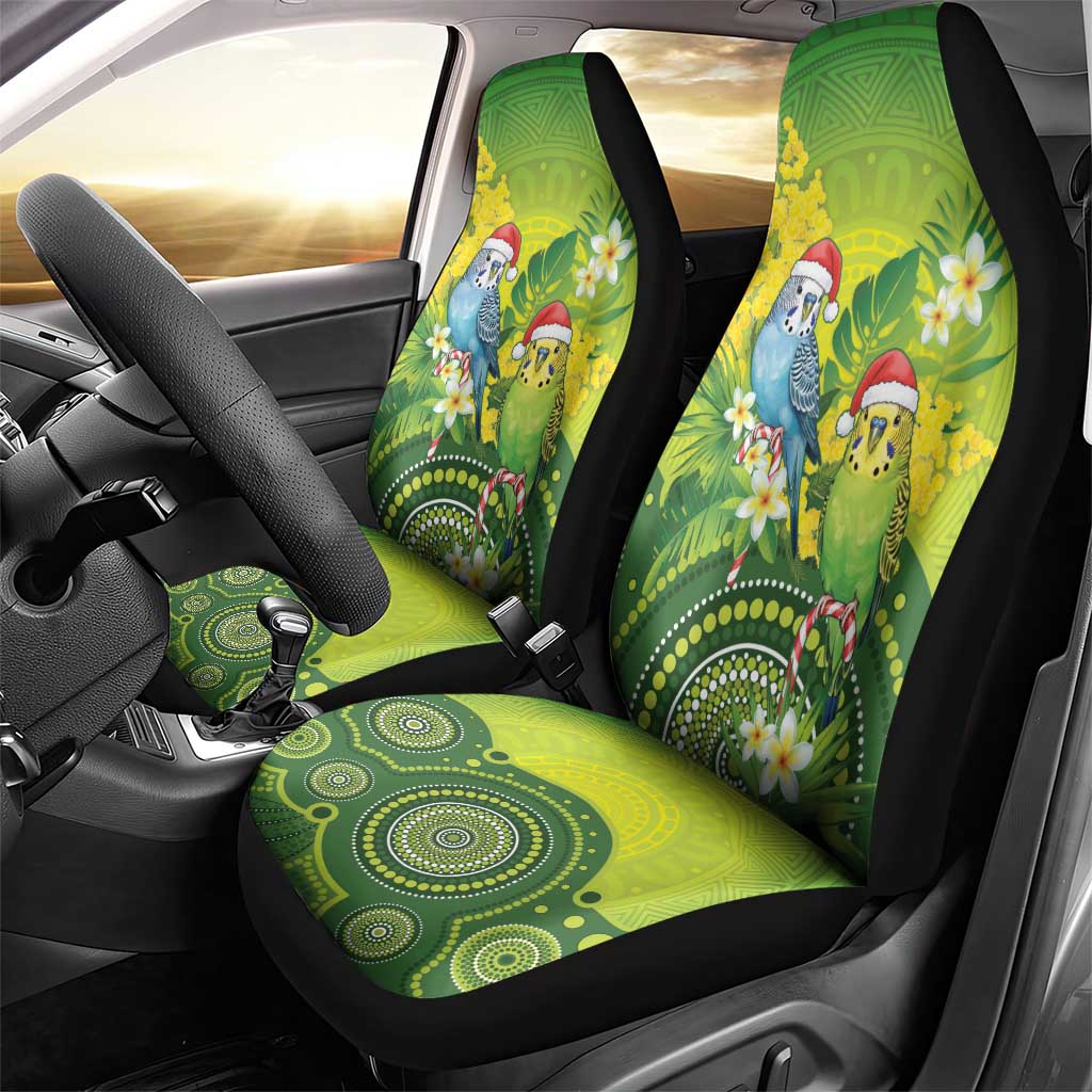 Budgerigar Australia Christmas Car Seat Cover Budgies Golden Wattle Aboriginal Green - Aussie Hoodie