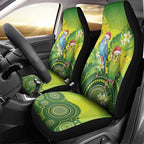 Budgerigar Australia Christmas Car Seat Cover Budgies Golden Wattle Aboriginal Green - Aussie Hoodie