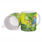 Budgerigar Australia Christmas Ceramic Mug Budgies Golden Wattle Aboriginal Green - Aussie Hoodie