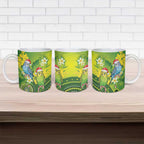 Budgerigar Australia Christmas Ceramic Mug Budgies Golden Wattle Aboriginal Green - Aussie Hoodie