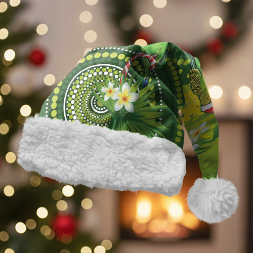 Budgerigar Australia Christmas Santa Hat Budgies Golden Wattle Aboriginal Green - Aussie Hoodie