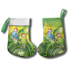 Budgerigar Australia Christmas Stocking Budgies Golden Wattle Aboriginal Green - Aussie Hoodie