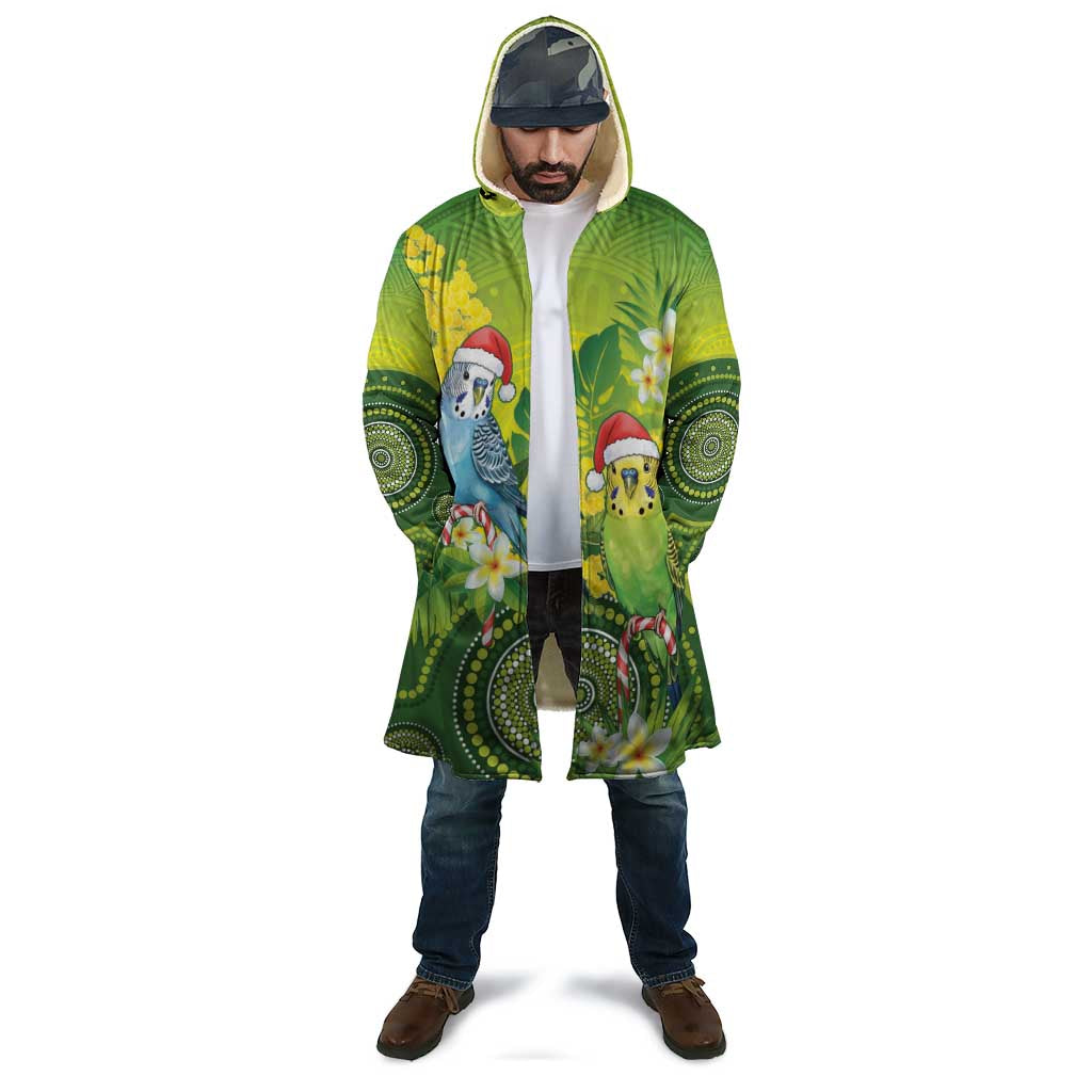 Budgerigar Australia Christmas Cloak Budgies Golden Wattle Aboriginal Green - Aussie Hoodie
