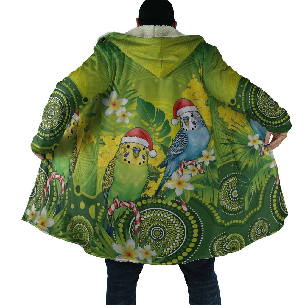 Budgerigar Australia Christmas Cloak Budgies Golden Wattle Aboriginal Green - Aussie Hoodie