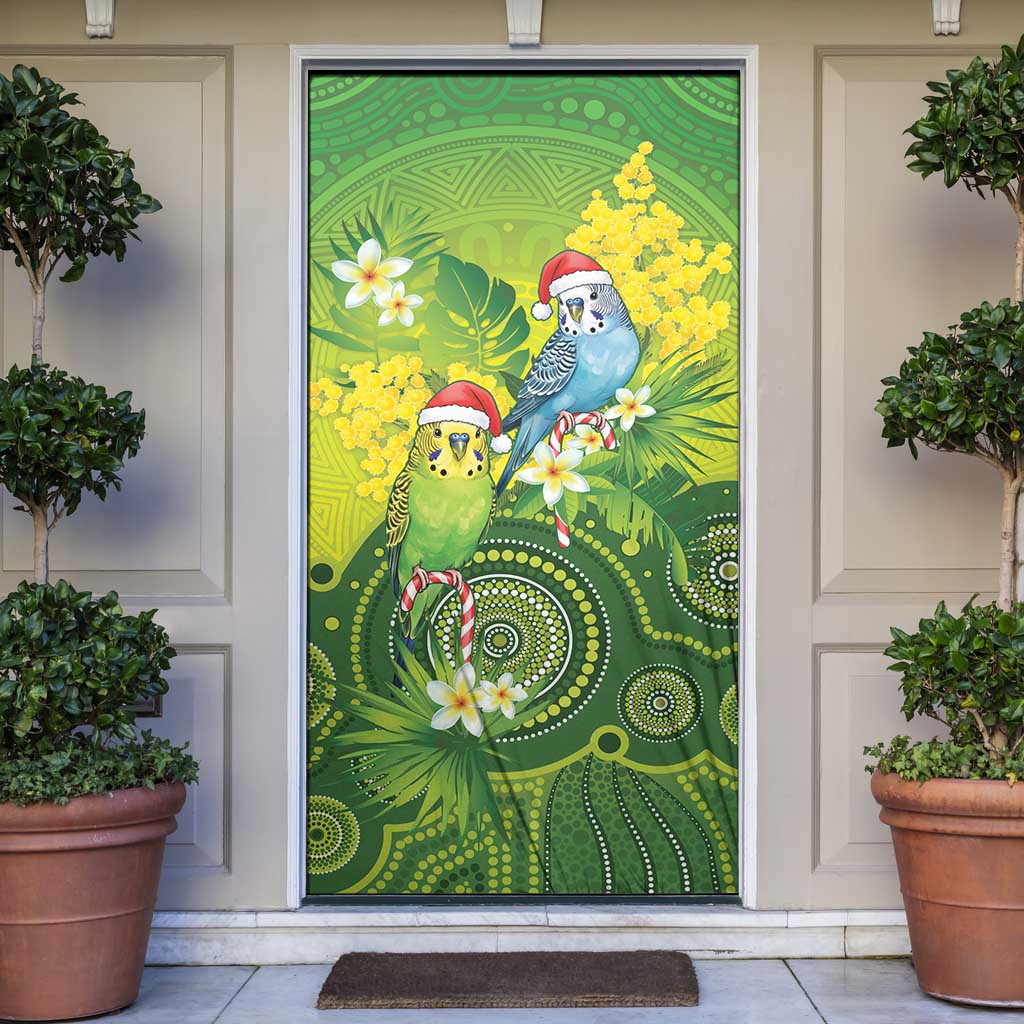 Budgerigar Australia Christmas Door Cover Budgies Golden Wattle Aboriginal Green - Aussie Hoodie