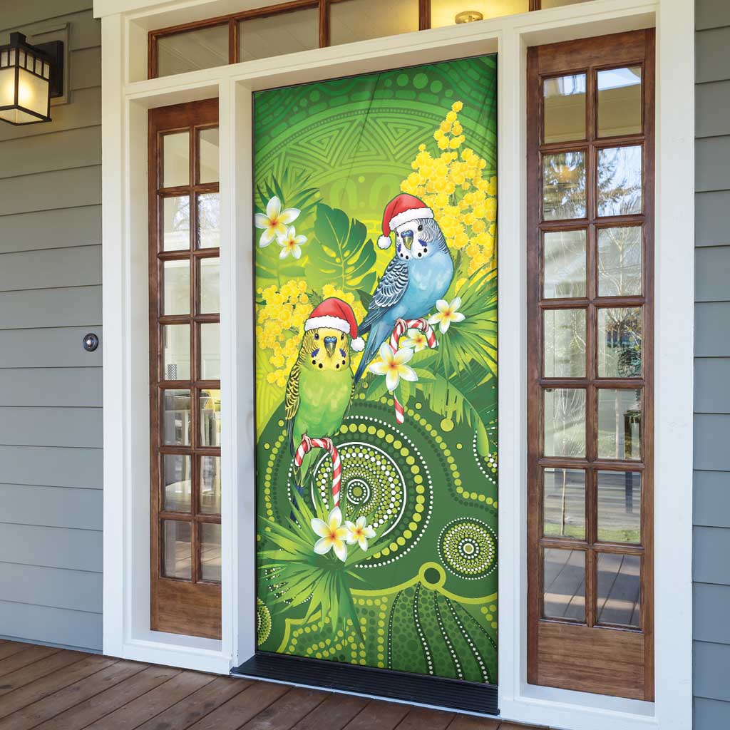 Budgerigar Australia Christmas Door Cover Budgies Golden Wattle Aboriginal Green - Aussie Hoodie