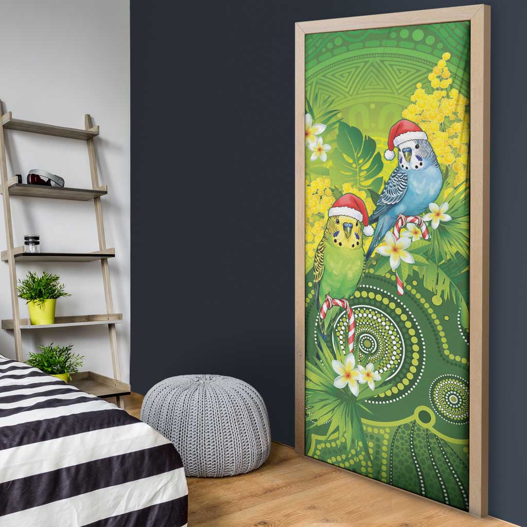 Budgerigar Australia Christmas Door Cover Budgies Golden Wattle Aboriginal Green - Aussie Hoodie